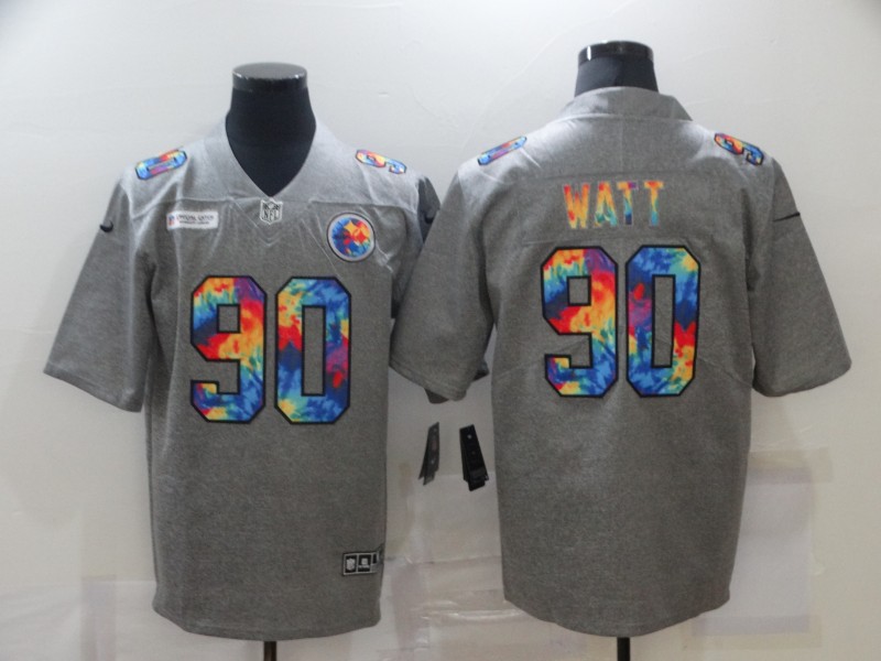 Men's Pittsburgh Steelers #90 T. J. Watt 2020 Grey Crucial Catch Limited Stitched Jersey